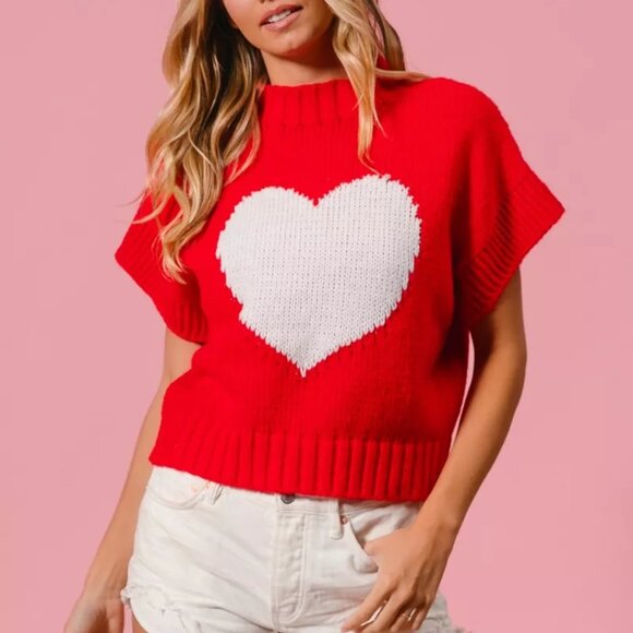 BiBi Rib Banded Heart Pattern Valentines Sweater - Picture 13 of 16